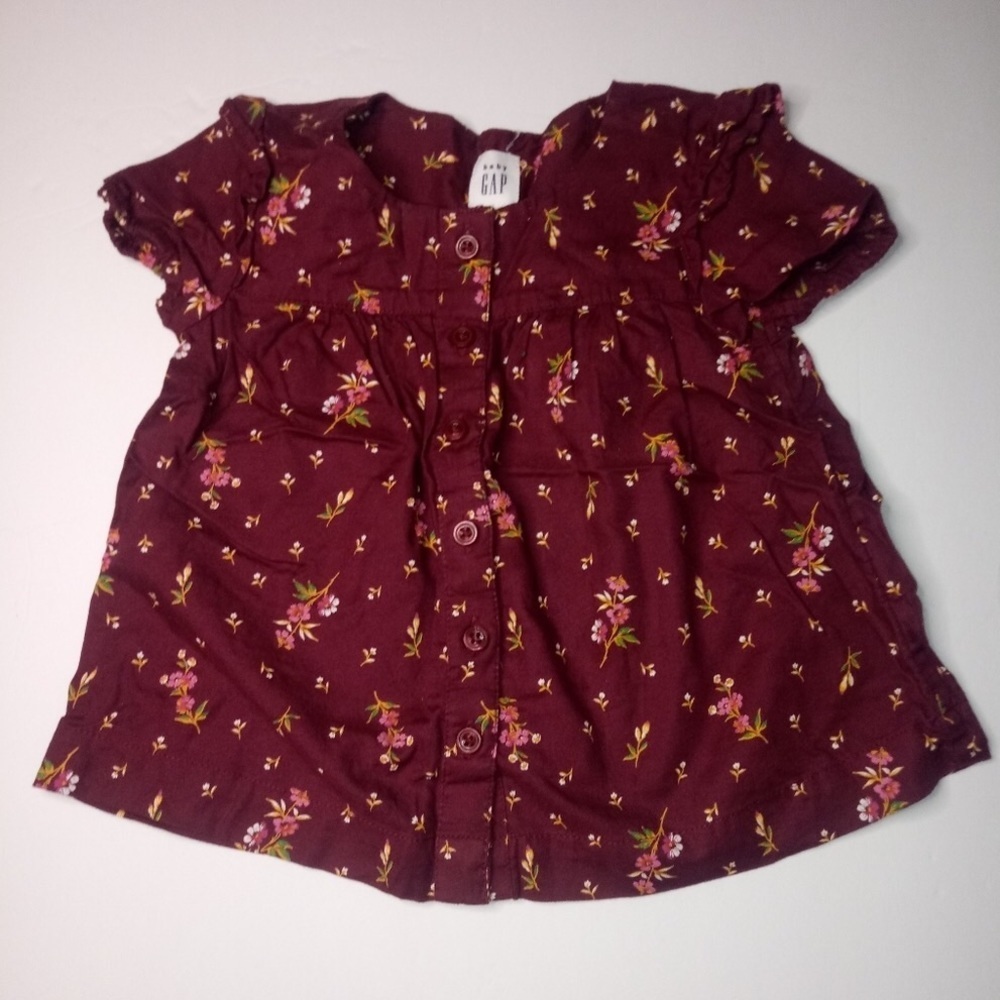 Girls Gap floral short sleeve button down shirt - Picture 8 of 14
